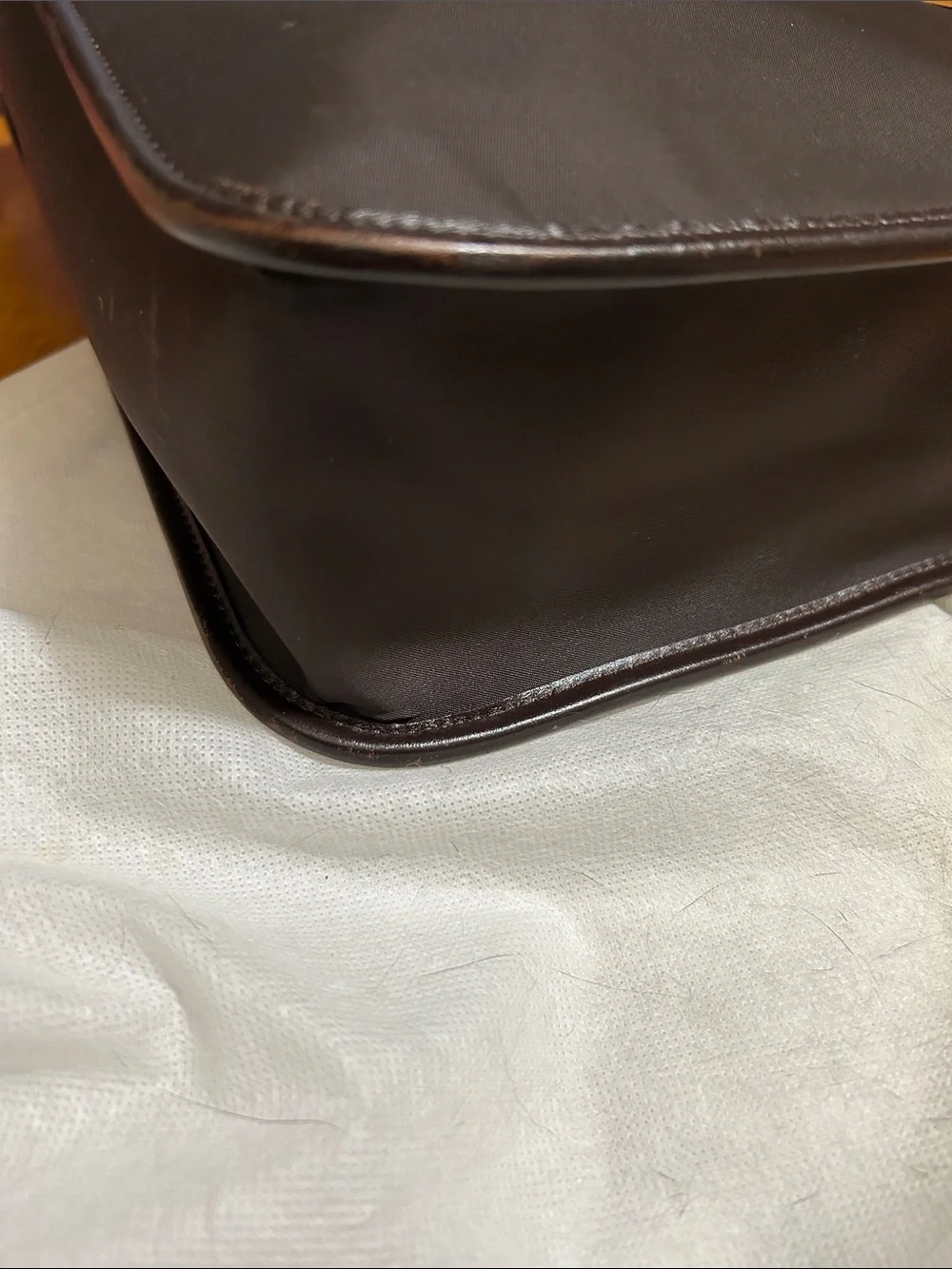 Burberry Dark Brown Leather Briefcase with Top Handles